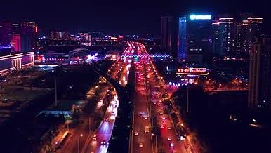 航拍城市夜晚灯光城市交通4k昆明视频的预览图